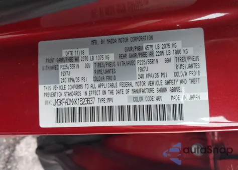 2019 Mazda Cx-5 Grand Touring z USA, uszkodzony, nr VIN JM3KFADMXK1523637